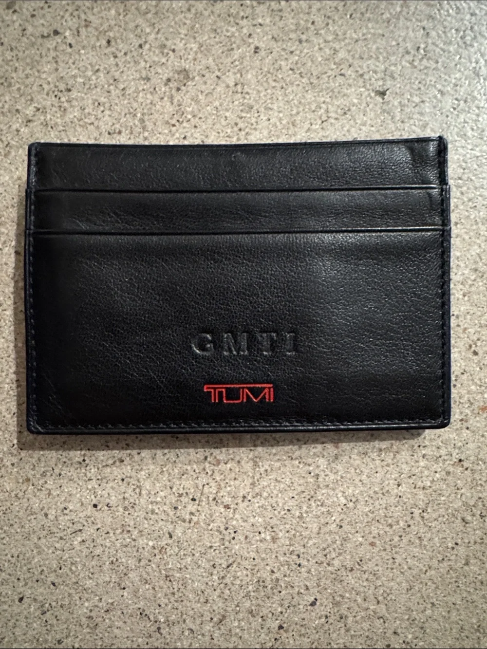 Tumi Black Leather Card Holder with money clip